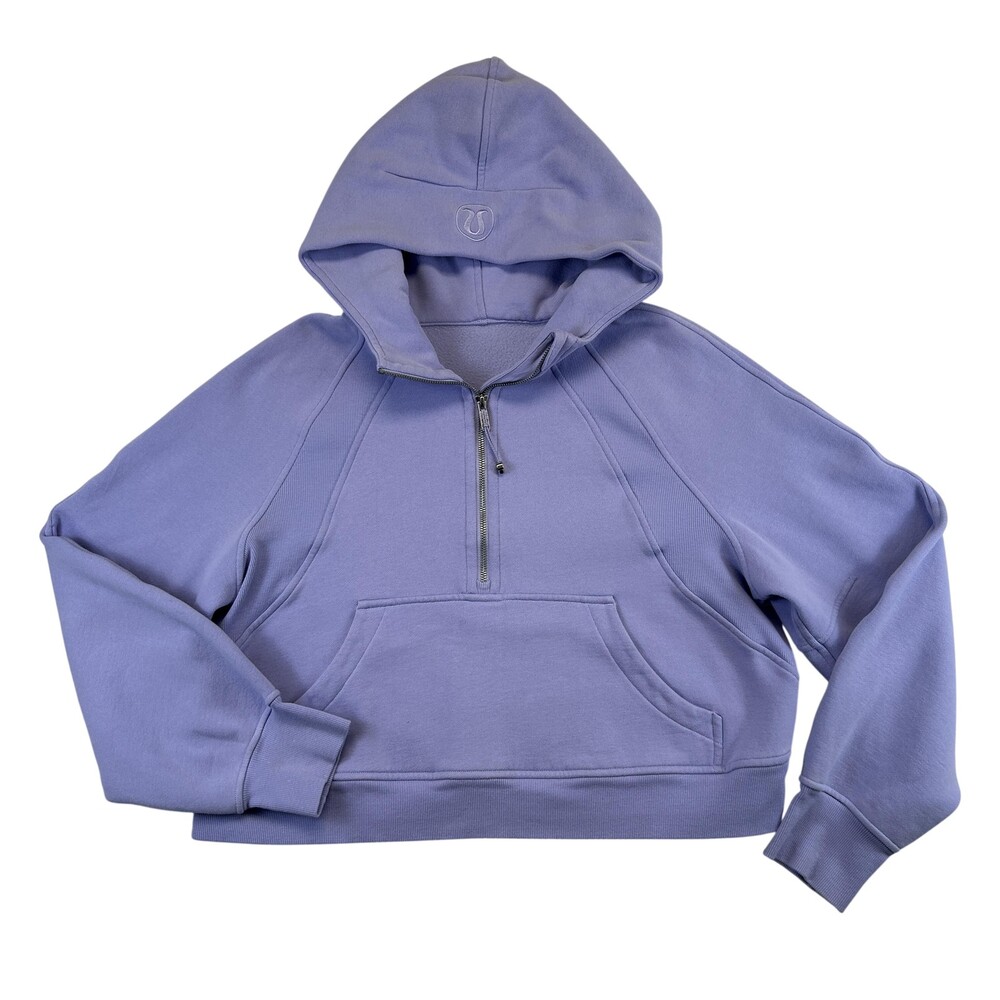 Lululemon Scuba Sweatshirt Womens M/L Purple Fleece 1/2 Zip Oversized Cropped